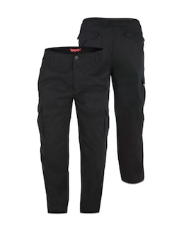 D555 Big &amp; Tall Robert Peached and Washed Cotton Cargo Trousers - Black