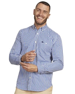 Raging Bull Classic Long Sleeve Gingham Shirt Navy