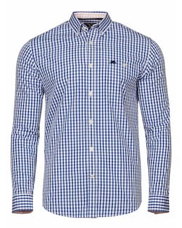 Raging Bull Classic Long Sleeve Gingham Shirt Navy