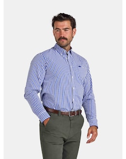 Raging Bull Classic Long Sleeve Gingham Shirt Navy