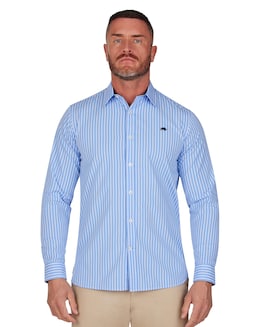 Raging Bull Classic Long Sleeve Stripe Shirt Mid Blue