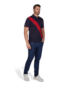 Raging Bull - Diagonal Stripe Pique Polo - Navy