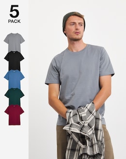5 Pack Multi Crew Neck T-shirts