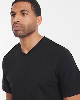 Pure Cotton V Neck T-Shirt Extra Long- Black