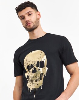 Foil Skull Print Graphic T-Shirt