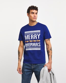 Merry Beermas Print Graphic T-shirt