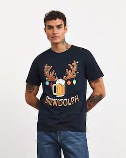 Brewdolph Xmas Print Graphic T-shirt