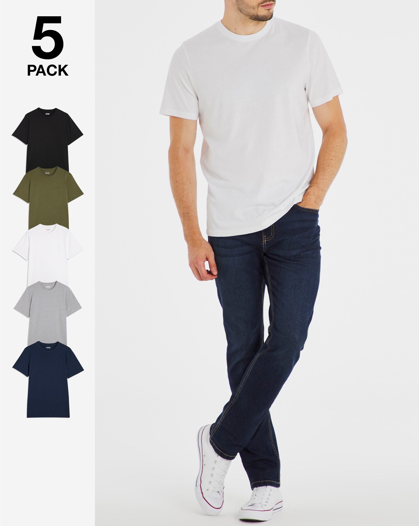 Black t shirt and grey cheap jeans