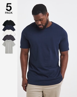 5 Pack Crew T-Shirts Extra Long