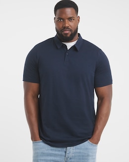 Pure Cotton Jersey Polo Long Length- Navy