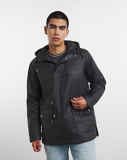 Black Cotton Wax Overhead Jacket
