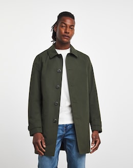 Khaki Mac With Tab Cuff Detail