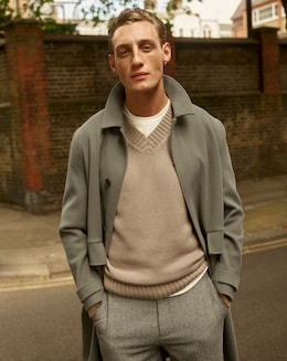 Faux Wool Mac with Cuff Tabs