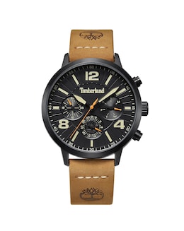 Timberland Black Mutli Dial Tan Leather Strap Watch