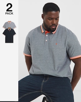 Jack &amp; Jones Paulos Tipped Polo 2 Pack - Multi