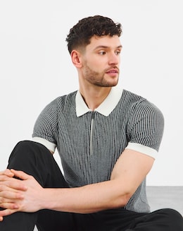 Ben Sherman Zip Neck Knitted Polo