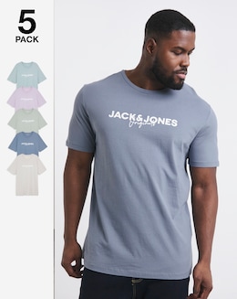 Jack &amp; Jones Summer Logo T-Shirt 5 Pack - Multi