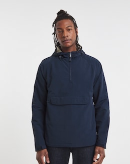 Navy Overhead Hooded Zip Detail Lightweight Jacket