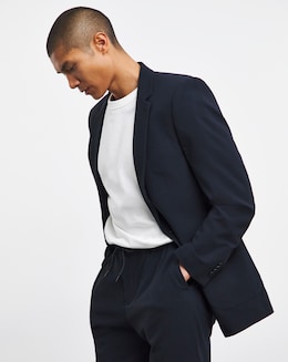 Navy Textured Patch Pocket Reg Fit Suit Jacket