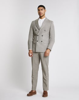 Oatmeal Linen Look Reg Fit Suit Trouser