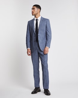 Light Blue Textured Regular Fit Suit Trouser