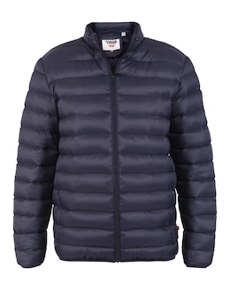D555 Big &amp; Tall Rowland Puffer Jacket with Sleeve Patch - Navy