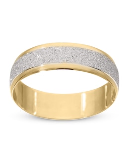 9 Carat Yellow Gold 2 tone Sparkle 6mm Wedding Ring