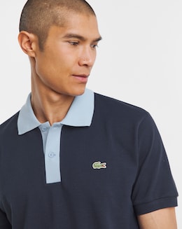 Lacoste Short Sleeve Contrast Collar Polo - Navy