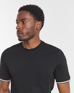 BOSS Contrast Cuff Short Sleeve T-Shirt - Black