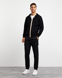 BOSS Relaxed Fit Black Zip Through Sweat
