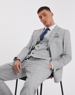 Jasper Light Grey Check Suit Jacket