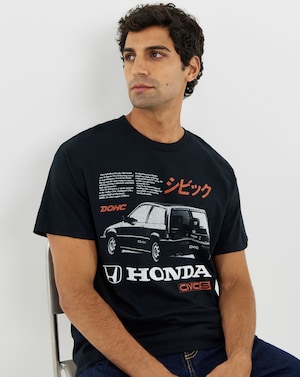 Honda Car Graphic T-Shirt - Black - Image 1
