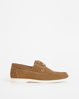 Suede Look Boat Shoe Wide Fit