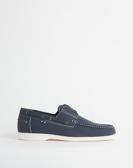 Suede Look Boat Shoe Wide