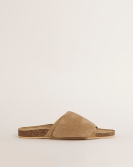 Suede Touch and Close Footbed Sandal Wide Fit