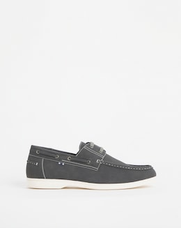 Suede Look Boat Shoe Wide Fit