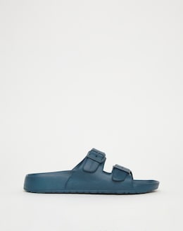 Navy Buckle Strap Slider Wide Fit