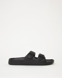 Black Buckle Strap Slider Wide Fit