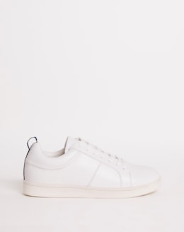 White Perforated Lace Up Trainer Wide Fit