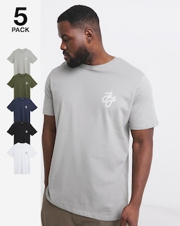 Jack &amp; Jones Small Logo 5 Pack T-Shirts - Multi