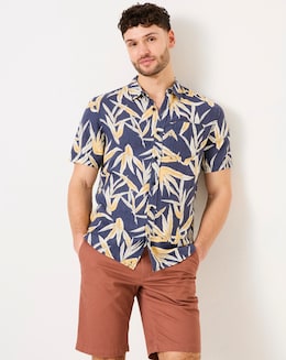 FatFace Palm Print Short Sleeve Shirt - Black
