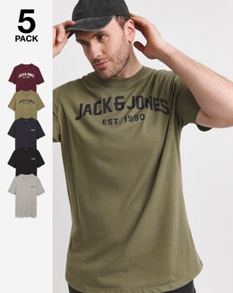 Jack &amp; Jones Josh 5 Pack Crew Neck T-Shirt
