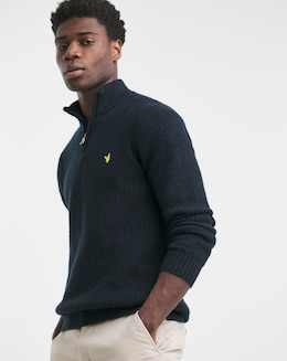 Lyle &amp; Scott Navy 1/4 Zip Shackers Stitch Jumper