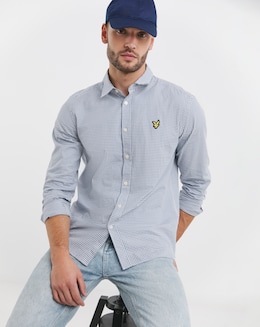 Lyle &amp; Scott Long Sleeve Gingham Checked Shirt - Blue/ White