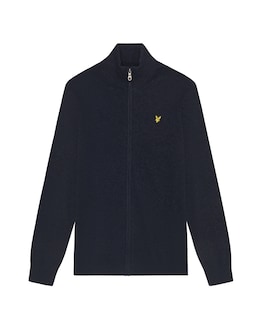 Lyle &amp; Scott Lambswool Blend Zip Through Cardigan - Navy Marl