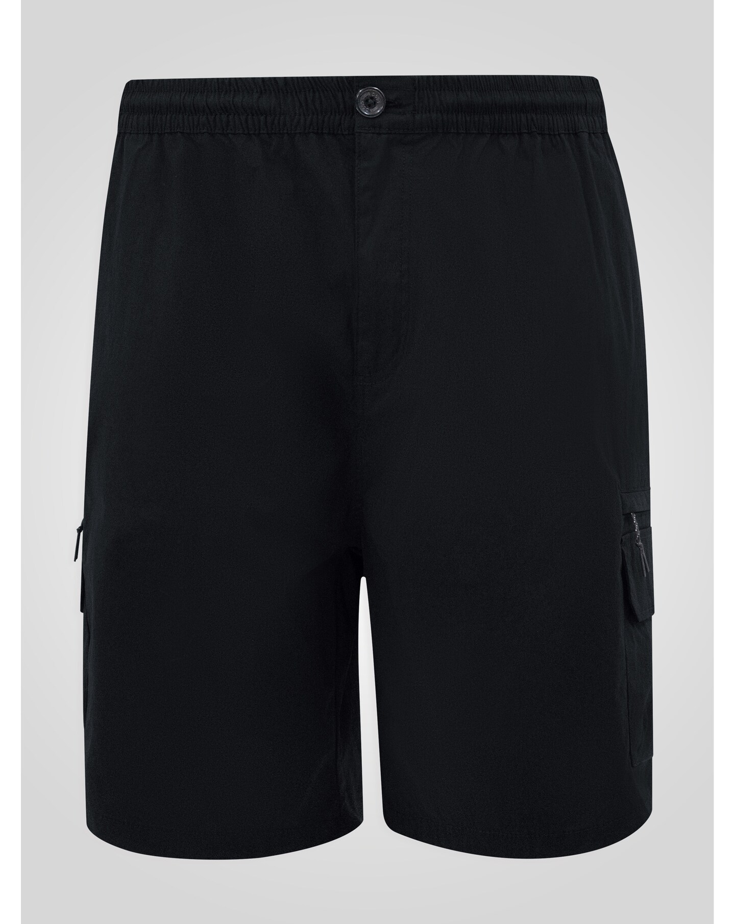 D555 Robinson Black Elasticated Waist Fleece Cargo Shorts With