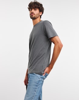 Pure Cotton Crew Neck T-Shirt Long Length- Charcoal