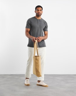 Short Sleeve Grandad T-Shirt Long Length- Burgundy