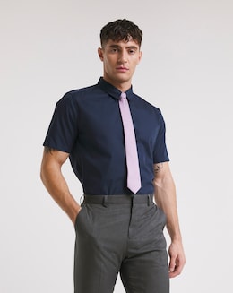 Navy Short Sleeve Formal Shirt Long