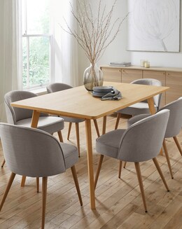 Oslo Table with 6 Emilie Fabric Chairs - Image